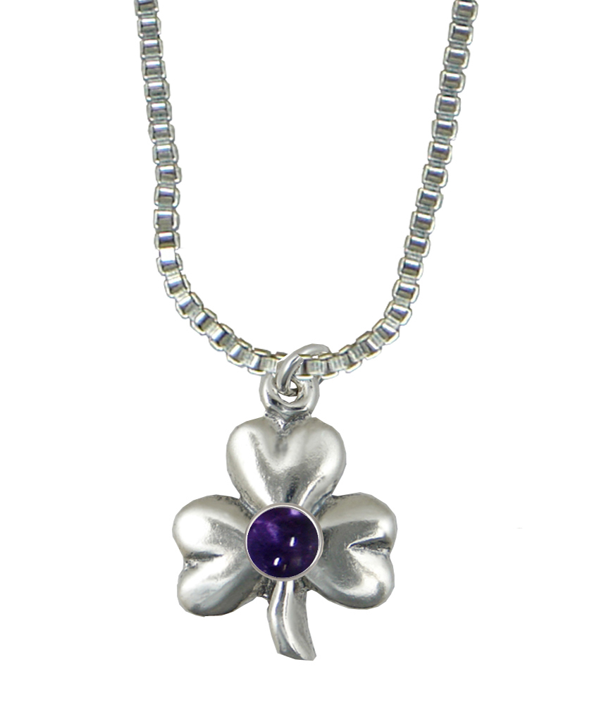 Sterling Silver Lucky Shamrock Pendant With Iolite